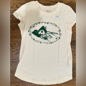 Madewell Cream Short Sleeve Tee with Green Cottage Graphic